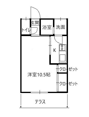 今泉アパート洋室10.5帖間取り